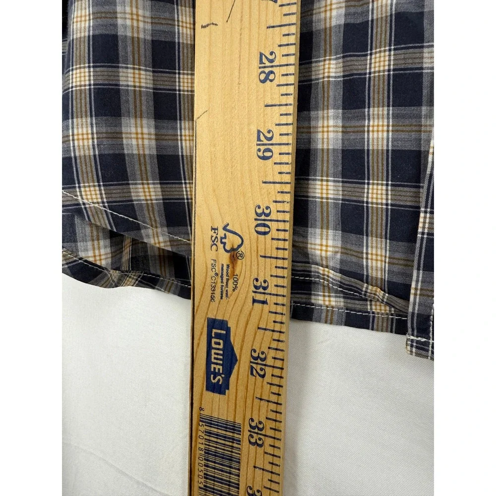 Banana Republic Classic Fit Plaid Button Down Shirt Men's‎ Size L Navy Tan